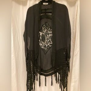 "Miracle" crochet/fringe cardigan. Size S/M